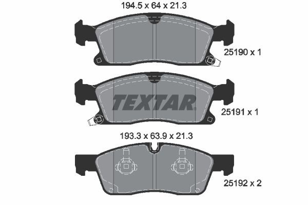 TEXTAR Pastilhas de travão 2519001 Pastilhas de travão desportivas TEXTAR Jeep RENEGADE 2519001