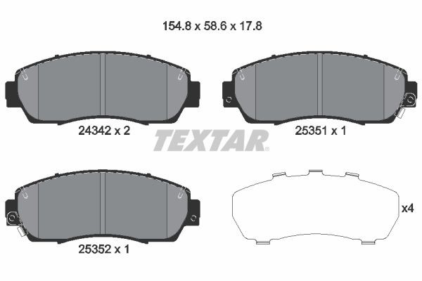 TEXTAR Brake pad set 2434201 TEXTAR 2434201 Brake pad set