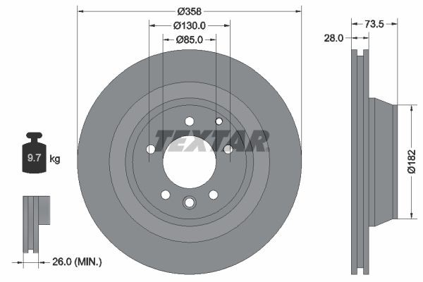 TEXTAR Remschijf 92151403 Porsche 718 Sportremschijven TEXTAR PRO 92151403