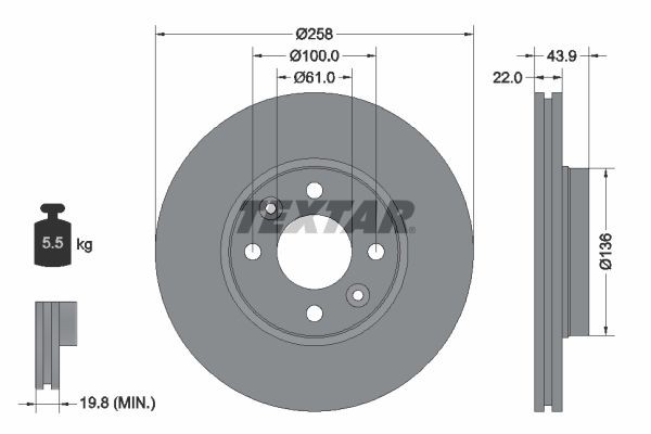 TEXTAR Bremseskive 92241503 Sports bremseskiver TEXTAR Nissan LEAF PRO 92241503