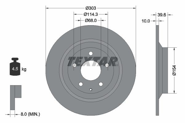 TEXTAR Remschijf 92242703 Remschijf set TEXTAR CX-9 92242703 goedkoop