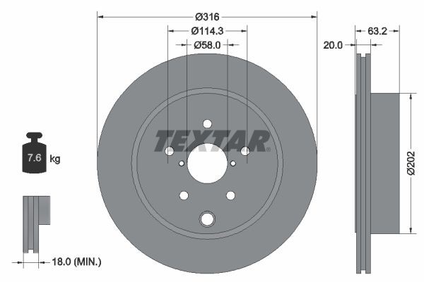 TEXTAR Bromsskiva 92243703 92243703 TEXTAR bromsskivor Subaru VIVIO