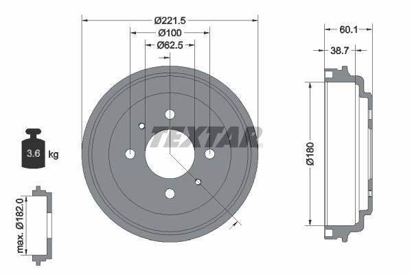 TEXTAR Remtrommel 94037600 94037600 Remtrommel HYUNDAI ACCENT TEXTAR