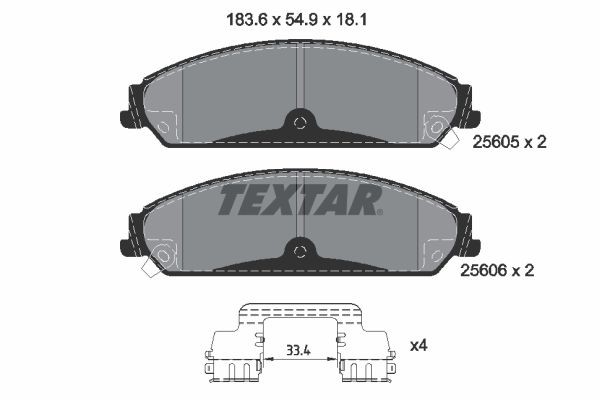 TEXTAR Brzdové doštičky/platničky 2560501 Brzdy DODGE Magnum Kombi: Brzdové doštičky/platničky TEXTAR 2560501