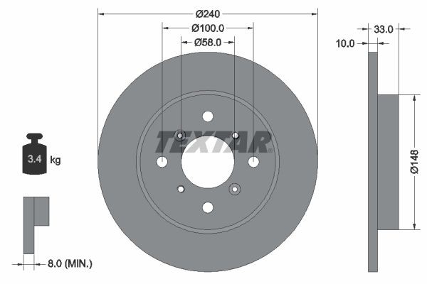 TEXTAR Bremseskive 92153300 TEXTAR 92153300 Bremseskive SUZUKI Baleno I Stasjonsvogn (EG) 1.9 TD (SY419) 75 hk 2001