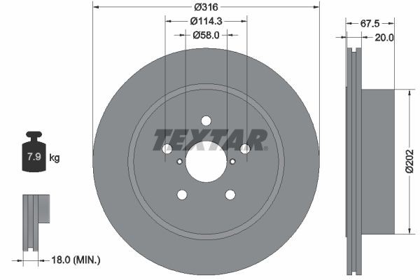 TEXTAR Bremžu diski 92227803 92227803 Bremžu diski TEXTAR SUBARU VIVIO
