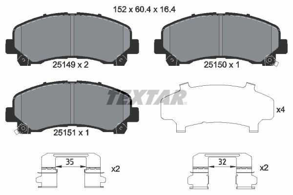 TEXTAR Brake pad set 2514901 2514901 TEXTAR brake pads CHEVROLET CAPRICE CLASSIC