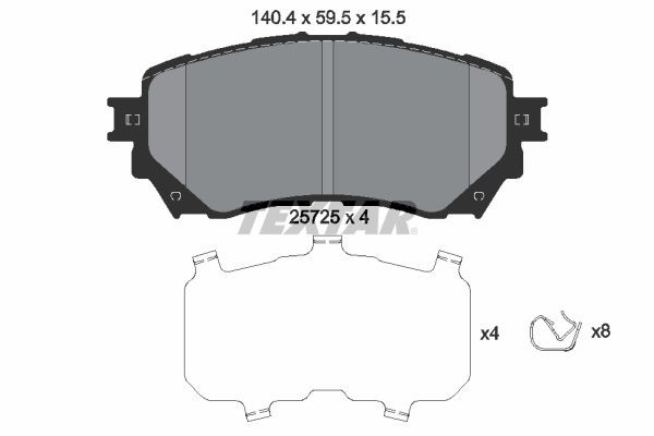TEXTAR Piduriklotsid 2572501 Pidurikattekomplekt, ketaspidur TEXTAR Mazda MX-6 2572501