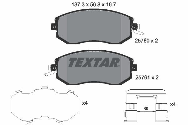 TEXTAR Bromsbelägg 2576001 2576001 TEXTAR bromsbelägg sport SUBARU LEONE