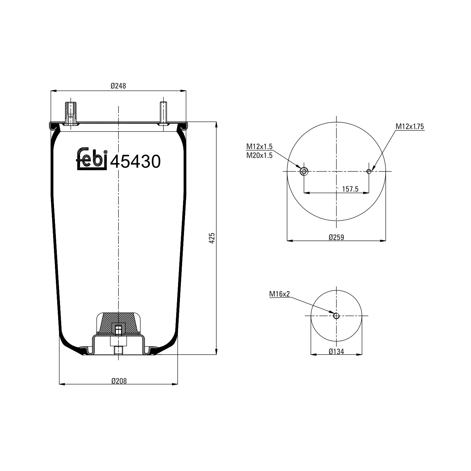 FEBI BILSTEIN Φούσκα, πνευματική ανάρτηση 45430 45430 Φούσκα, πνευματική ανάρτηση Volkswagen UP FEBI BILSTEIN