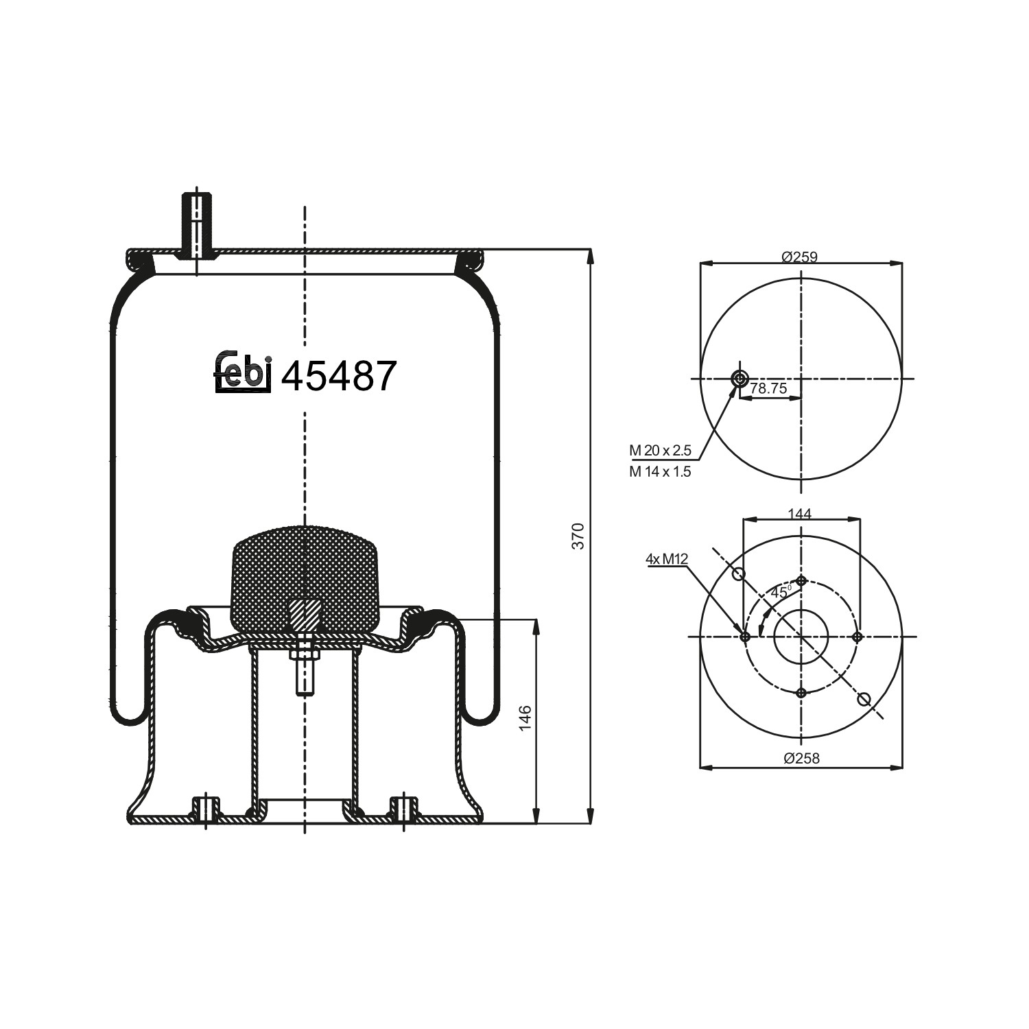 FEBI BILSTEIN Mech pneumatického prużenia 45487 Vzduchové pruženie FEBI BILSTEIN Trieda A 45487 lacné