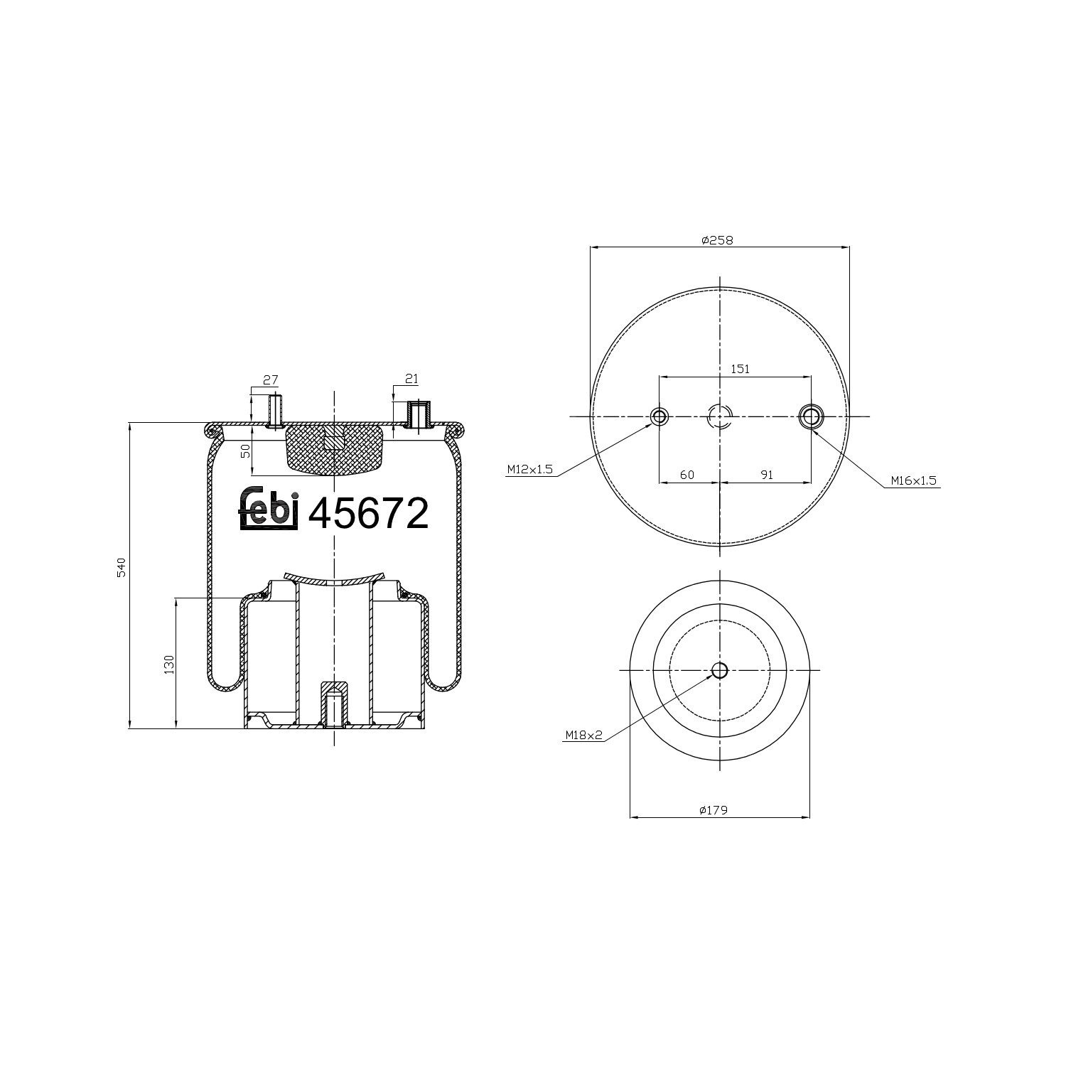 FEBI BILSTEIN Luftbälg 45672 45672 FEBI BILSTEIN luftbälgar Toyota LAND CRUISER