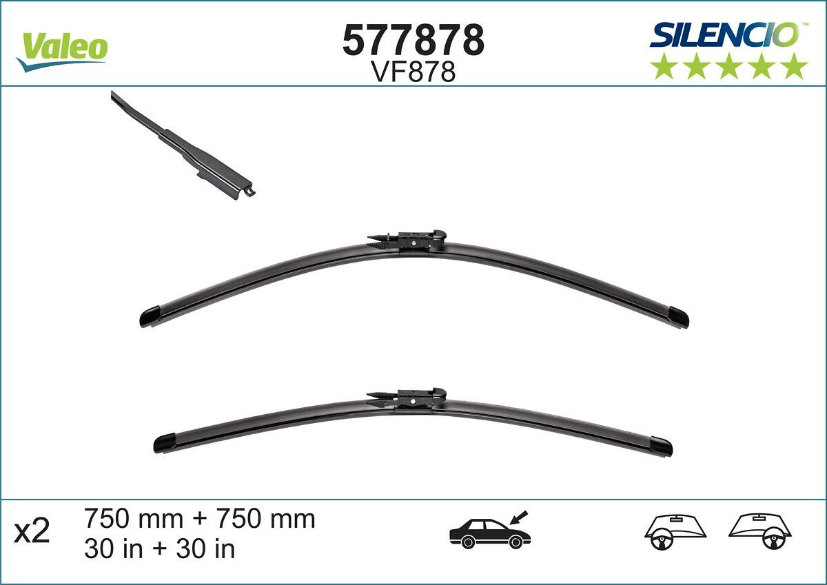 Tergicristalli VALEO 577878 VM878 VALEO SILENCIO X.TRM 577878 Spazzole tergicristallo anteriore e posteriore Ford TRANSIT CONNECT 2015