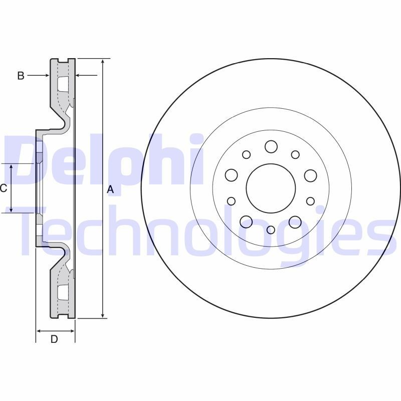 Bremseskive DELPHI BG4556 DELPHI BG4556: Bremseskive Fiat DOBLO 2025