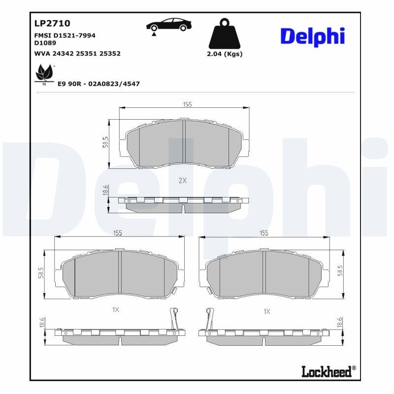 DELPHI Plaquettes de frein LP2710 Plaquettes DELPHI JAZZ LP2710 pas cher