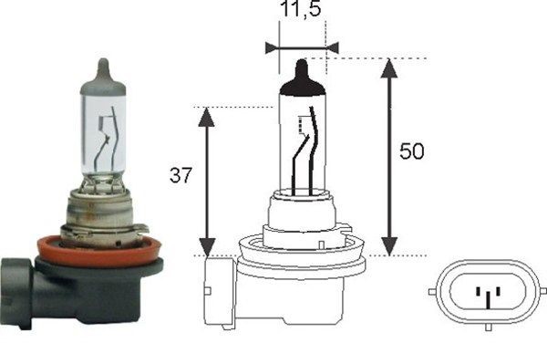 MAGNETI MARELLI Lâmpada, farol de longo alcance 002547100000 Lâmpada farol principal MAGNETI MARELLI Seat ALTEA 002547100000