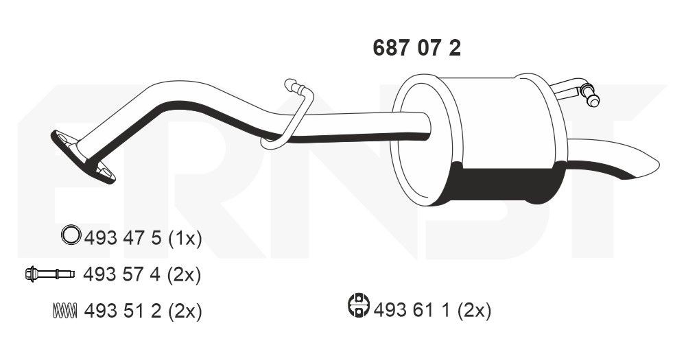 ERNST Rear silencer 687072 ERNST 687072 genuine Toyota FJ Cruiser mufflers price