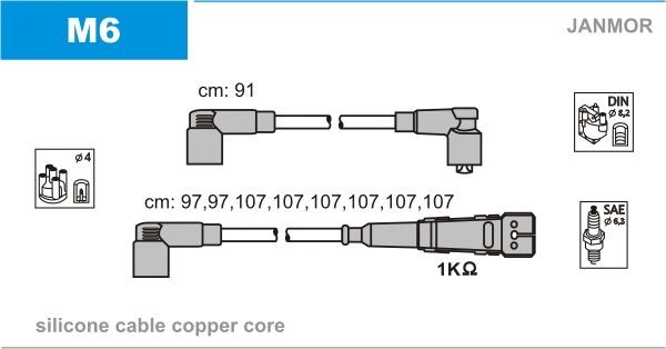 JANMOR Kit cavi candele M6 M6 costo Cavi candele JANMOR MERCEDES-BENZ /8