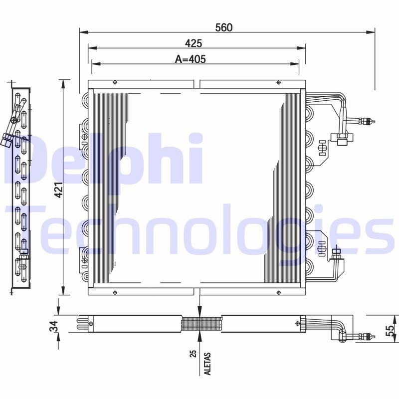 DELPHI Condenseur, climatisation TSP0225178 DELPHI TSP0225178 d'origine Condenseur de clim Renault Clio 1 coût