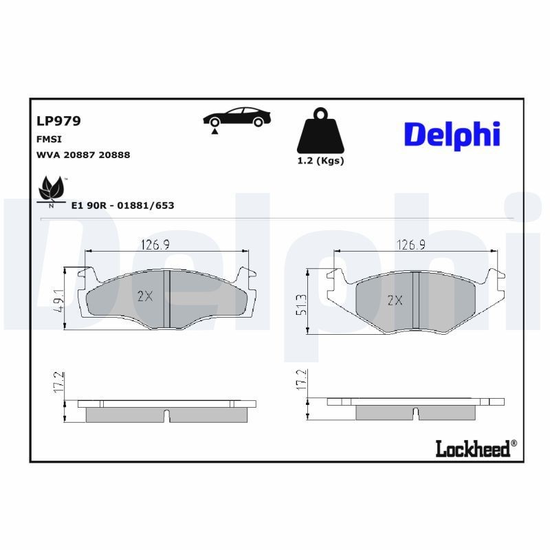 DELPHI Bremseklodser LP979 Sports bremseklodser Skoda 6U1 LP979 DELPHI