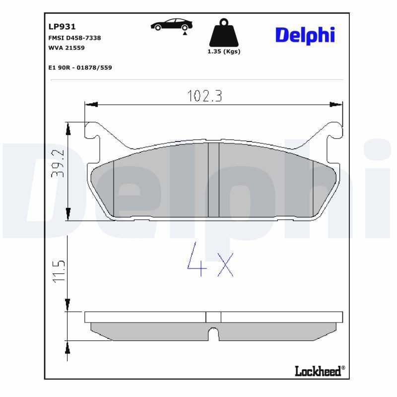 DELPHI Bromsbelägg LP931 DELPHI LP931 bromsklossar Suzuki Baleno Sedan pris