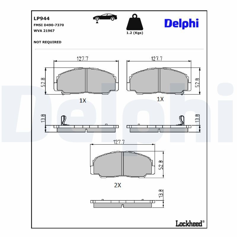 DELPHI Bromsbelägg LP944 DELPHI LP944 Bromsbelägg BERTONE Freeclimber SUV 2.0 Cat 129 hk 1991