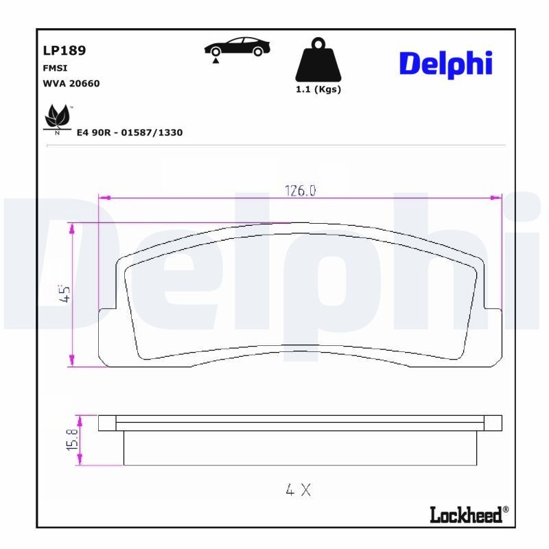 Τακάκια φρένων DELPHI LP189 DELPHI LP189: Τακάκια φρένων Lada NIVA 2008