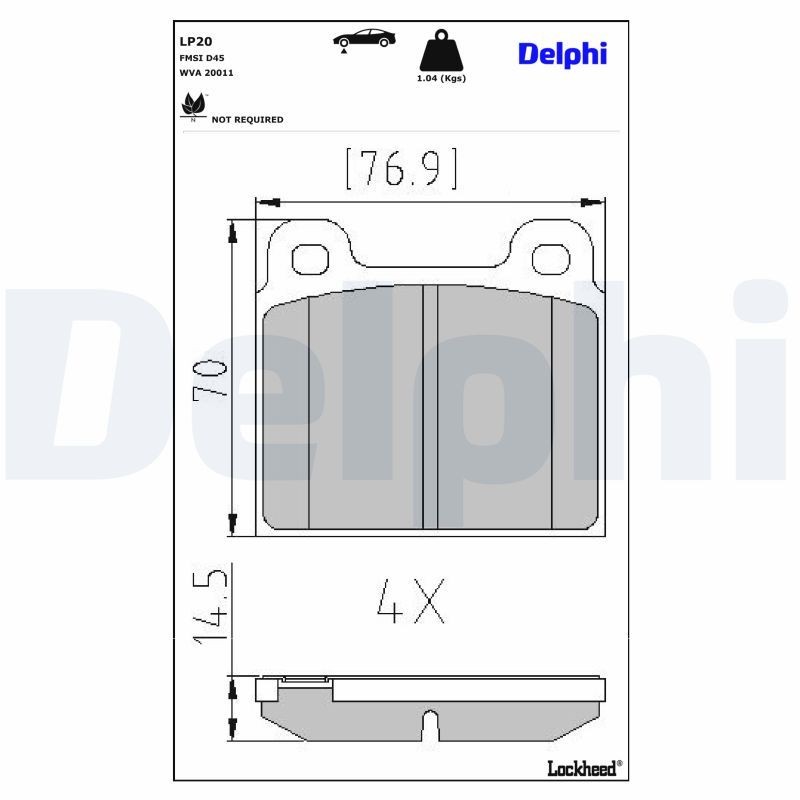 DELPHI Bremseklodser LP20 DELPHI LP20 Mercedes W111 Klodser originale pris