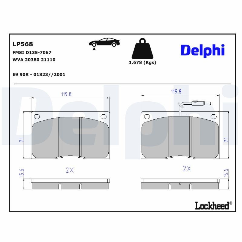 DELPHI Brzdové doštičky/platničky LP568 DELPHI LP568 Brzdové doštičky/platničky RENAULT Master I Van 28-35 2,5 TD 98 KS 1995