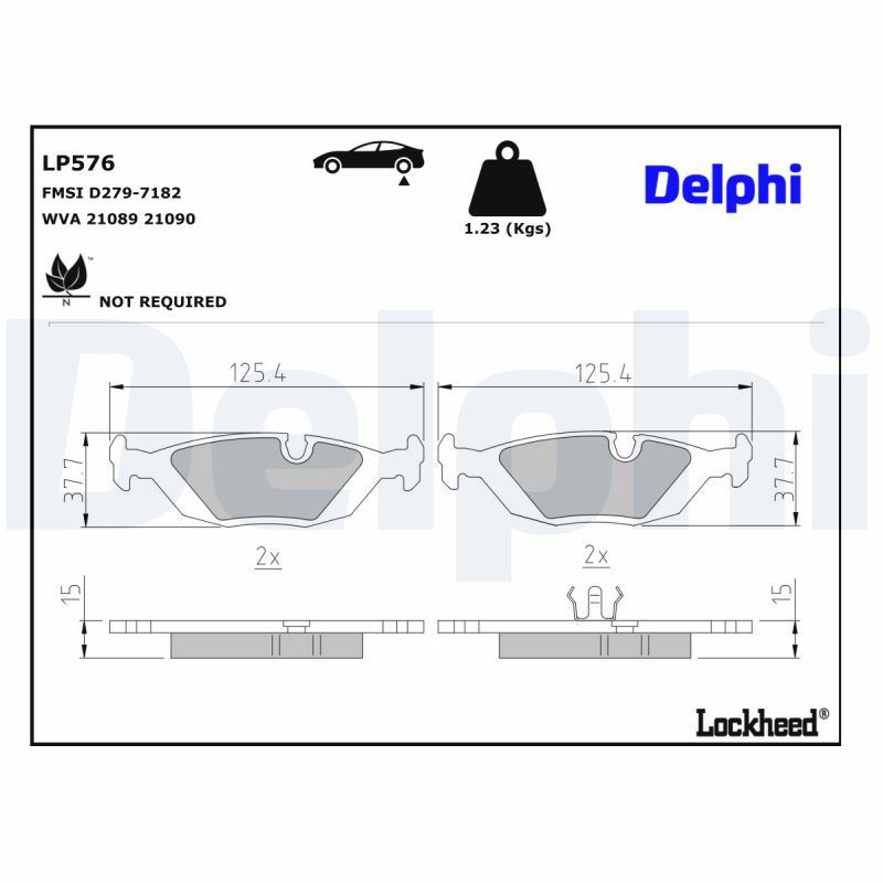DELPHI Brzdové doštičky/platničky LP576 DELPHI LP576 Brzdové doštičky/platničky VOLVO 480 E (482) 2.0 110 KS 1993