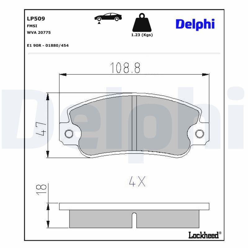 Brake pad set DELPHI LP509 DELPHI LP509 2009 FIAT UNO brake pads replacement