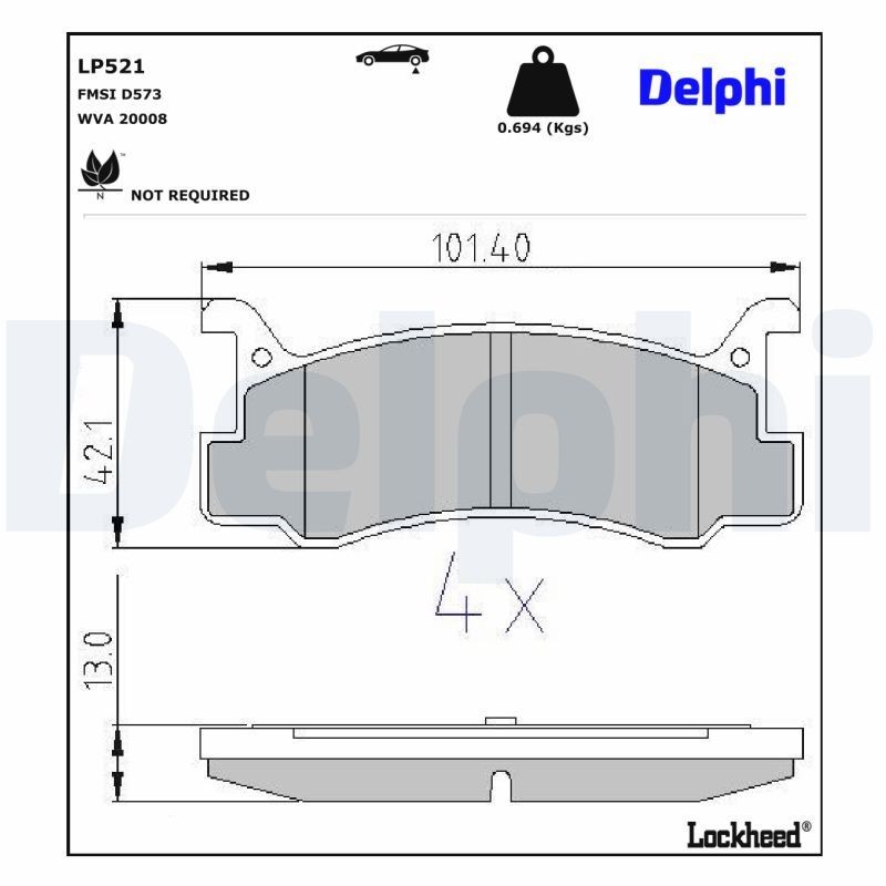 DELPHI Remblokken LP521 DELPHI LP521 Remblokken MAZDA 323 II Hatchback (BD) 1.5 (BD105) 80 Pk 1985