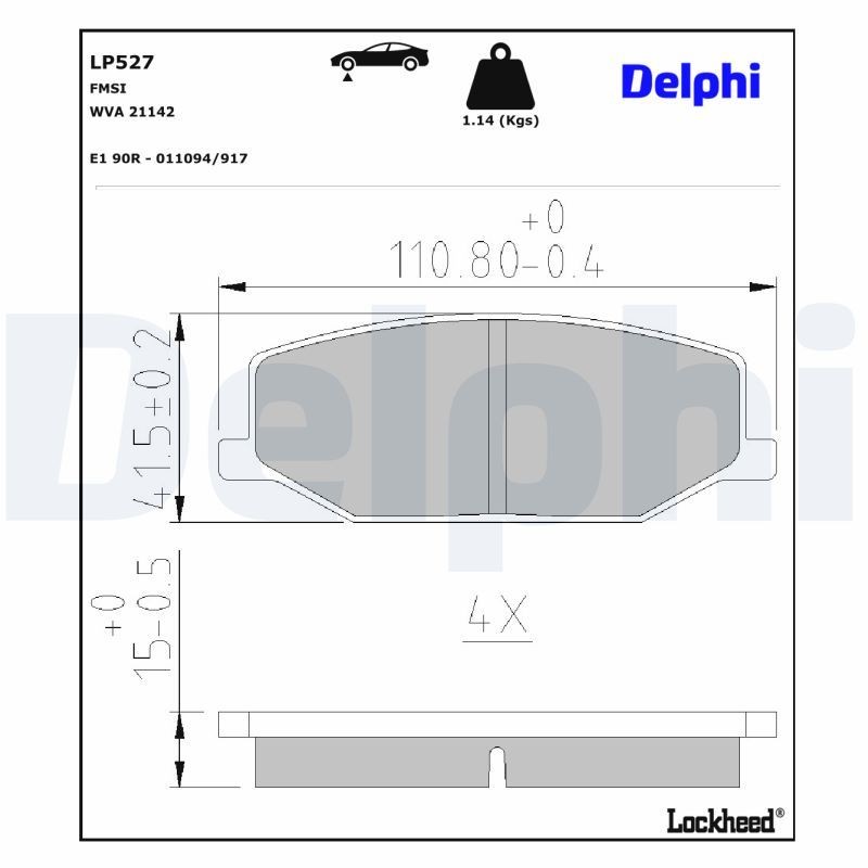DELPHI Τακάκια φρένων LP527 DELPHI LP527 Τακάκια φρένων SUZUKI Samurai SUV (SJ) 1.9 D 63 PS 2002
