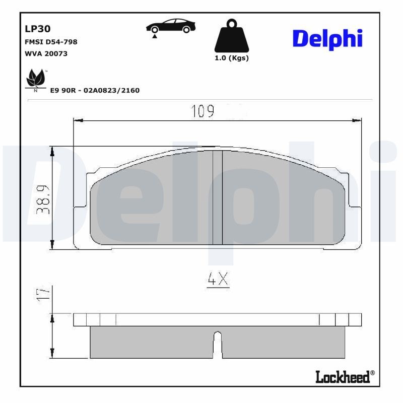 DELPHI Bremseklodser LP30 pris Sports bremseklodser Seat 127A LP30 DELPHI