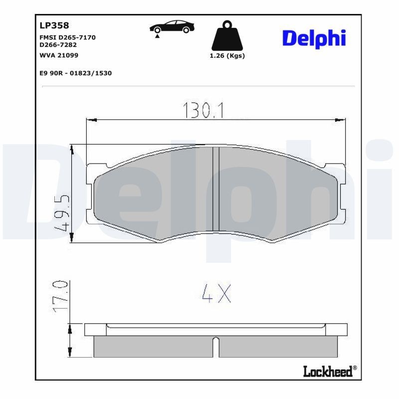 DELPHI Piduriklotsid LP358 DELPHI LP358 Piduriklotsid NISSAN Vanette Buss (C22) 1.5 82 hj 2002