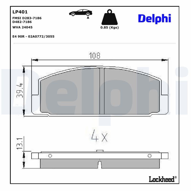 DELPHI Bromsbelägg LP401 DELPHI LP401 Bromsbelägg Mazda 323 Familia BJ original