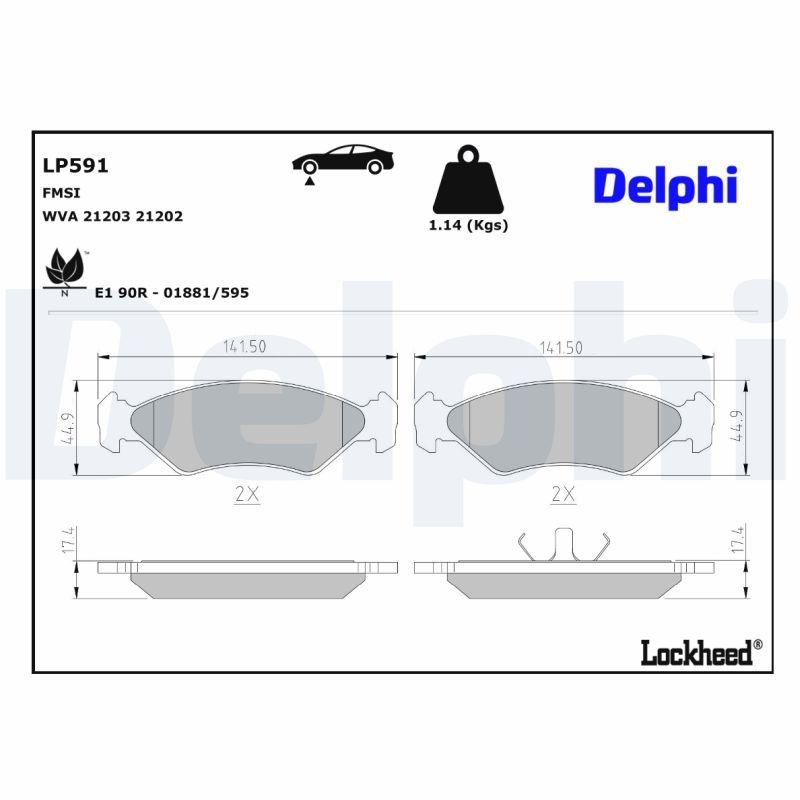 DELPHI Remblokken LP591 DELPHI LP591 Race-remblokken Ford KA RU8 aan een voordelige prijs