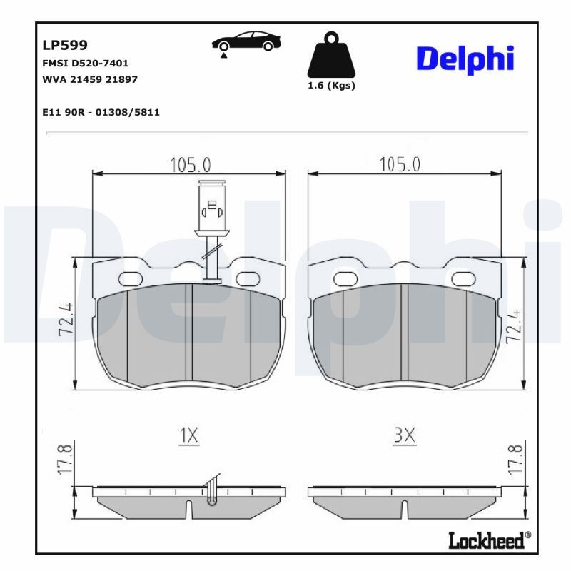 DELPHI Plaquettes de frein LP599 DELPHI LP599 Kit de plaquettes de frein Land Rover Discovery 1 prix
