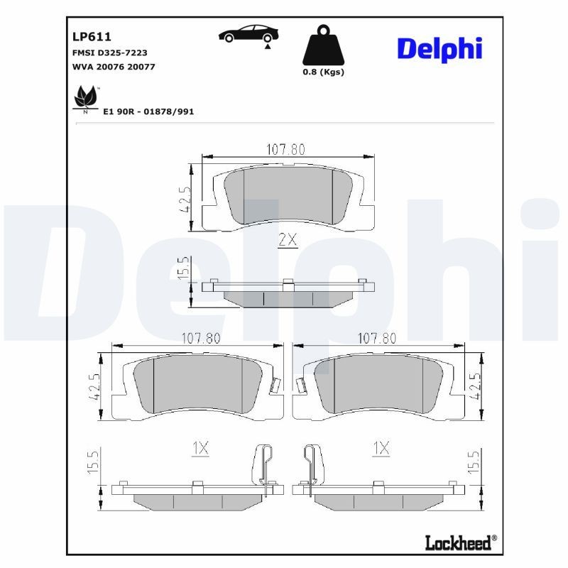 DELPHI Klocki hamulcowe LP611 DELPHI LP611 Hamulcowe Solara I Coupe (XV20) 1998