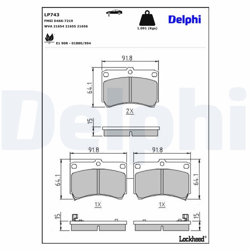 DELPHI Kit pastiglie freni LP743 DELPHI LP743 Pasticche dei freni Mazda 323 BF prezzo