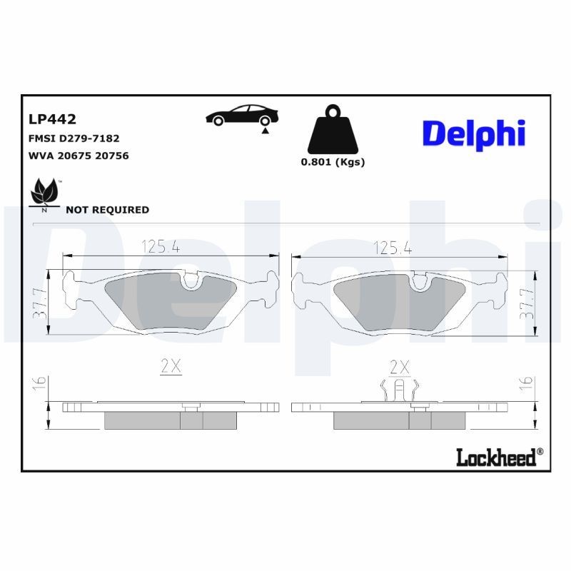 DELPHI Bromsbelägg LP442 DELPHI LP442 Bromsbelägg BMW E30 Touring original