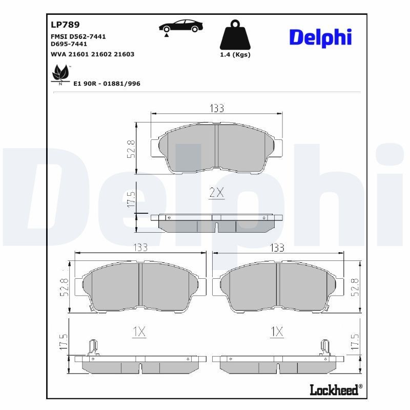 DELPHI Bremsbeläge LP789 DELPHI LP789 Bremsbeläge TOYOTA Corolla VI Liftback (E90) 1.6 4WD 90 PS 1988