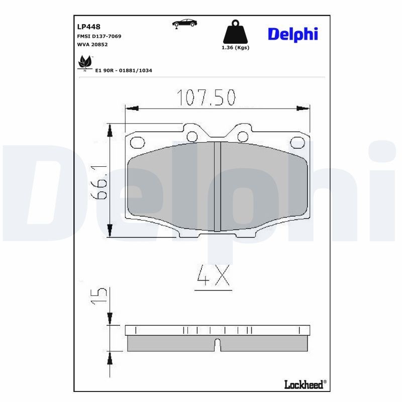 DELPHI Bromsbelägg LP448 DELPHI LP448 Bromsbelägg Toyota Land Cruiser J40 original