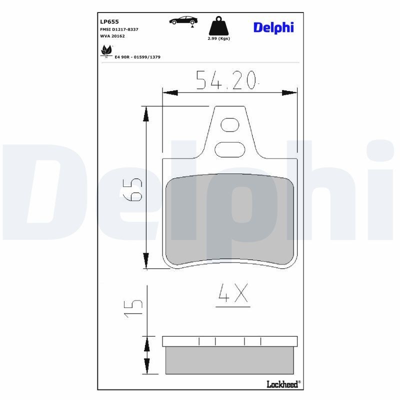 DELPHI Bremseklodser LP655 DELPHI LP655 Citroen Xantia X2 Klodser originale pris
