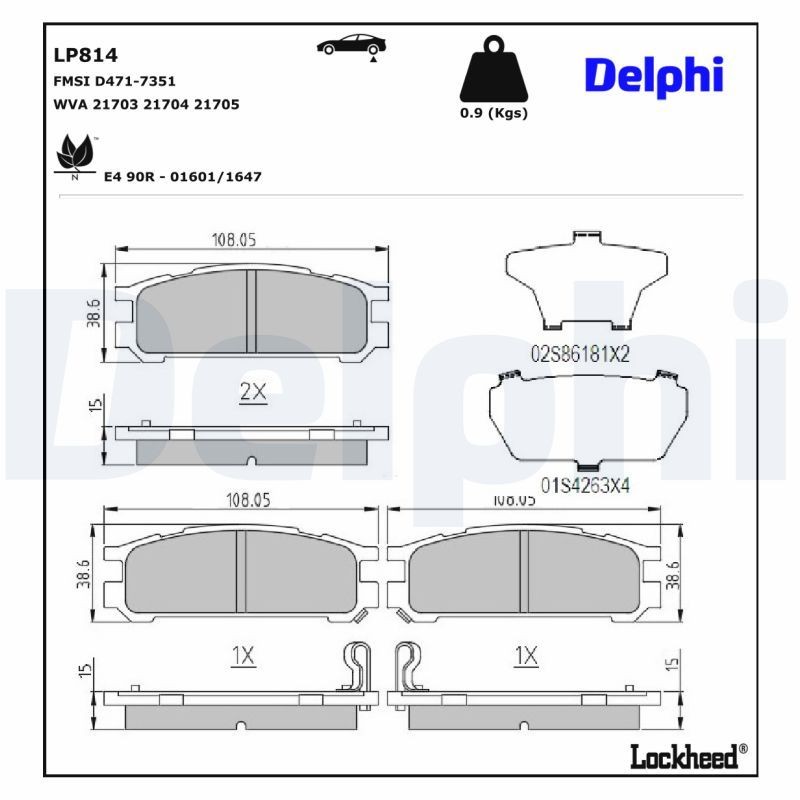 DELPHI Bremseklosser LP814 Sportsbremseklosser DELPHI Subaru FORESTER LP814
