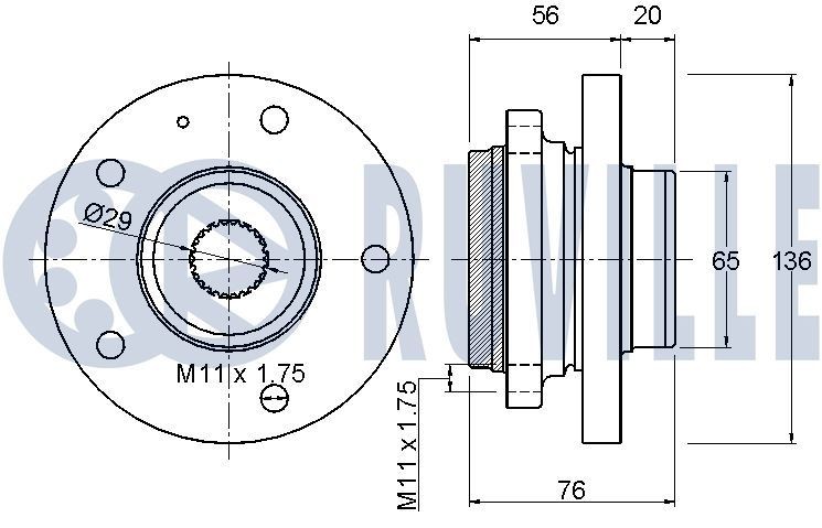 RUVILLE Obehová / vodiaca kladka ozubeného remeňa 55465 55465 Obehová / vodiaca kladka ozubeného remeňa FORD PUMA RUVILLE