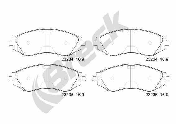 BRECK Brake pad set 23234 00 701 10 BRECK 23234 00 701 10 DAEWOO Leganza Saloon (V100) racing brake pads replacement