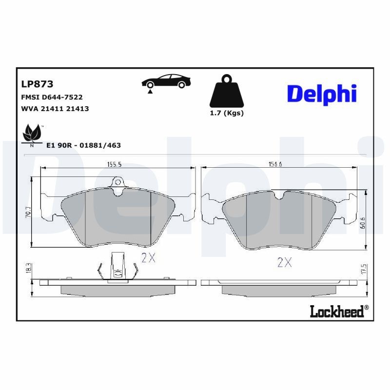 DELPHI Bremseklodser LP873 LP873 Bremseklodser DELPHI SAAB 900
