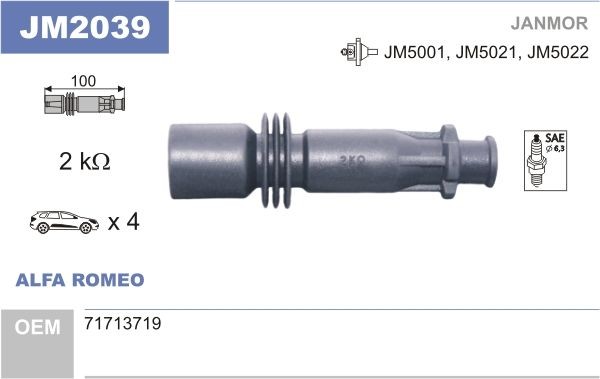 JANMOR Plug, coil JM2039 JM2039 JANMOR plug, spark plug TOYOTA STARLET
