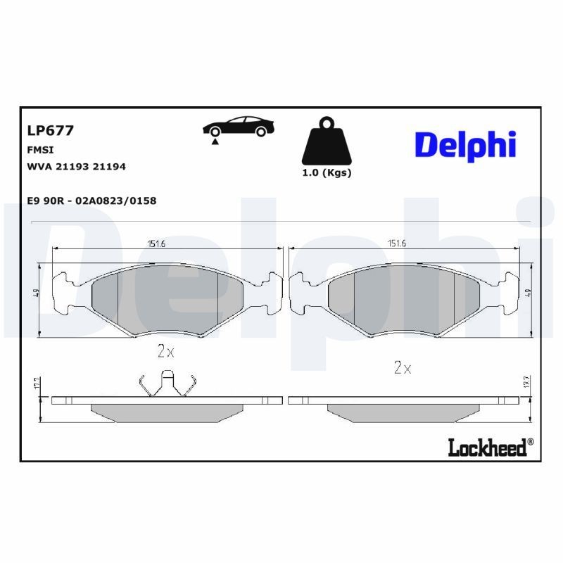 DELPHI Bremseklosser LP677 DELPHI LP677 Bremseklosser